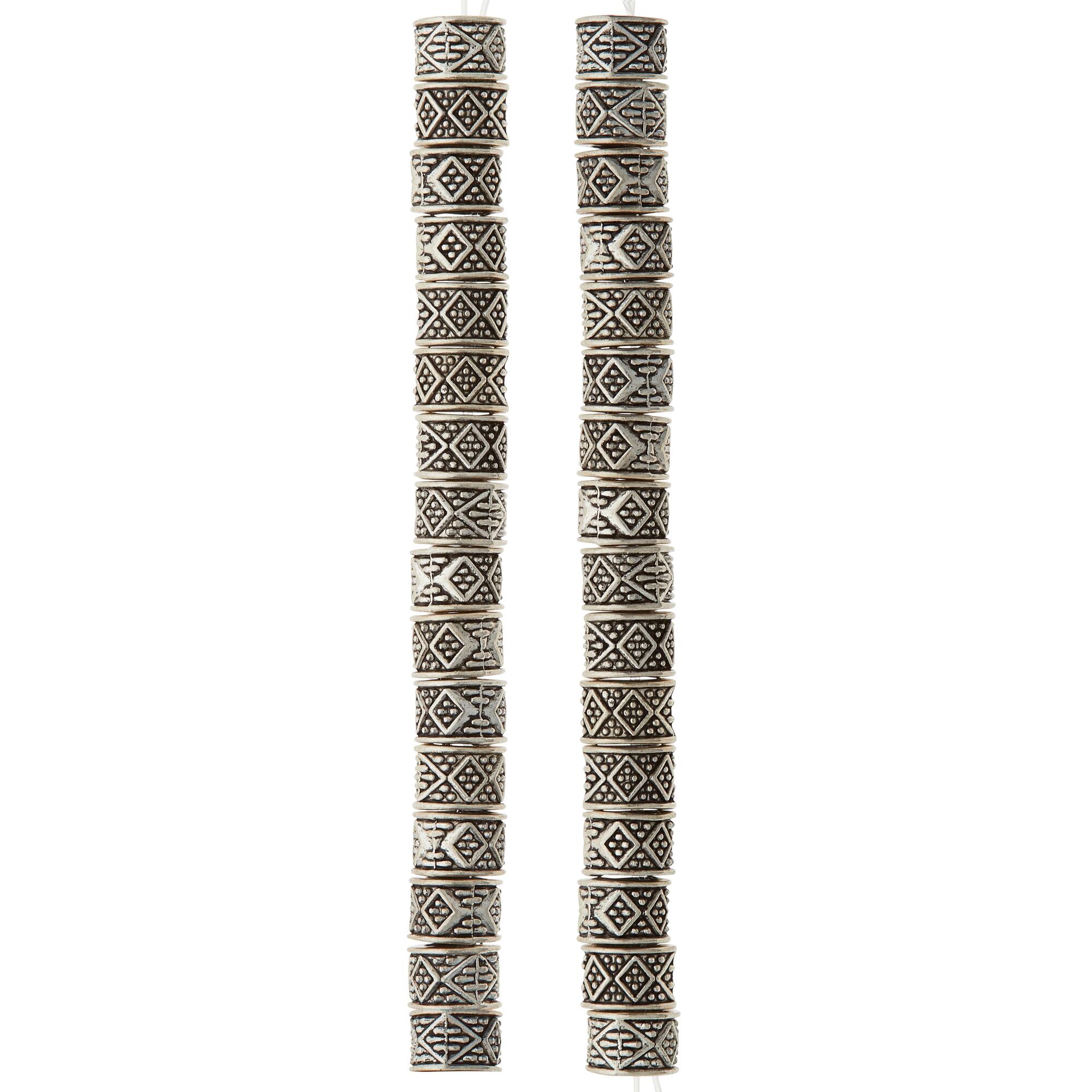 Silver Plated Carved Rondelle Beads, 8mm by Bead Landing™